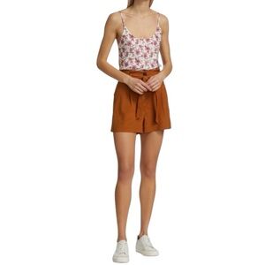 RAG & BONE
River Belted Linen-Blend Shorts Rust SZ 6